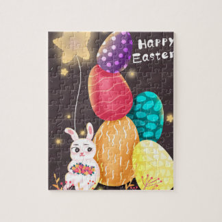 Puzzle Joyeuses Pâques Lapin Mignon Œufs Empilés