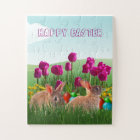 Joyeuses Tulipes de lapin mignonnes de Pâques et o