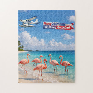 Puzzle Joyeux 250e Anniversaire aux Flamants Roses d'Amér