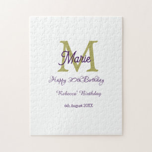 Puzzle Joyeux 30e Anniversaire monogramme moderne nom gol