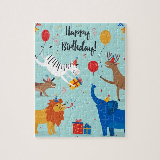 Puzzle Joyeux Animaux d'anniversaire (Vertical)
