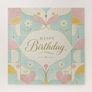 Puzzle Joyeux Anniversaire Art Déco Floral Géométrique Pa