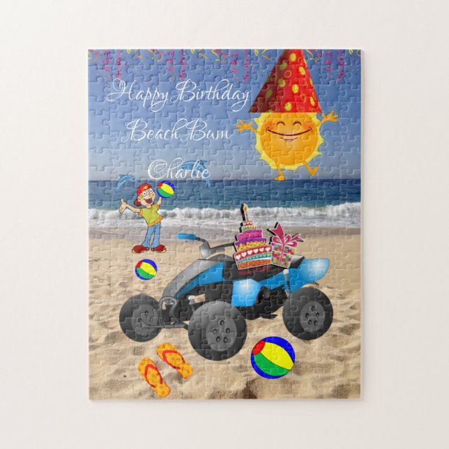 Puzzle Joyeux Anniversaire Beach Bum Cake Casquette Sun S (Vertical)