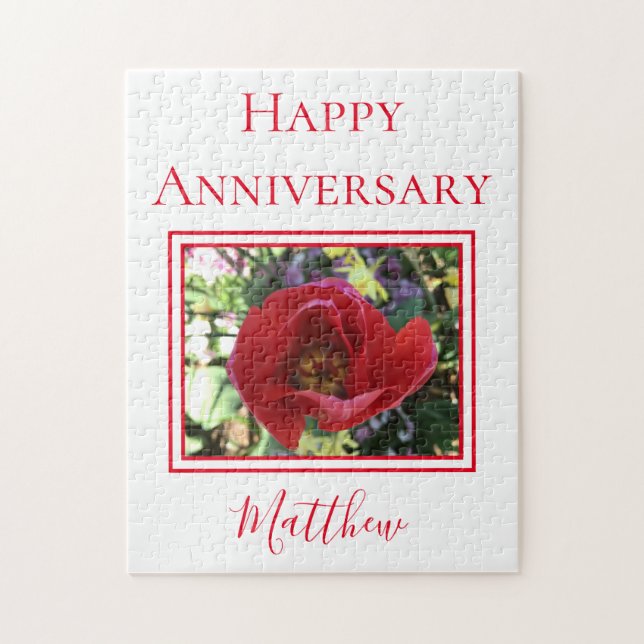 Puzzle Joyeux Anniversaire du thème photo Rose (Vertical)