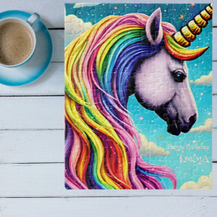 Puzzle Joyeux Anniversaire Nom personnalisé et Rainbow Un