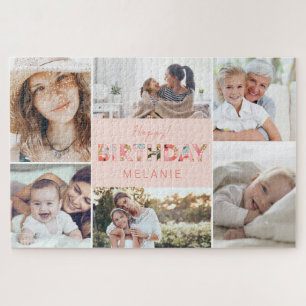 Puzzle Joyeux anniversaire Photo Collage & motifs floraux