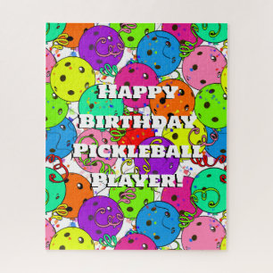 Puzzle Joyeux Anniversaire Pickleball Ballons Confetti Bl