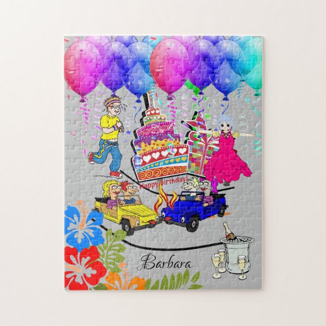 Puzzle Joyeux Ballons d'anniversaire au-dessus du gâteau  (Vertical)