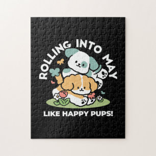Puzzle Joyeux Chiots Arrivés En Mai - Kawaii Dog Art
