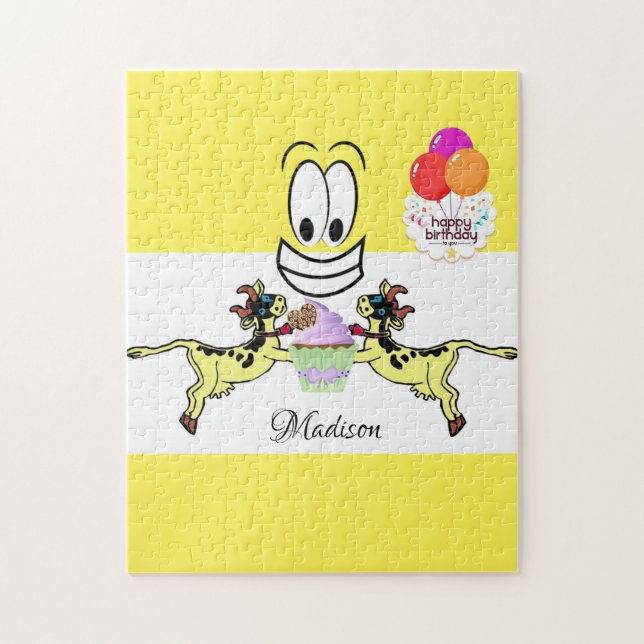 Puzzle Joyeux Cupcake de vache d'anniversaire (Vertical)