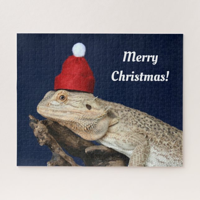 Puzzle Joyeux dragon à dos de Noël dans un chapeau de Pèr (Horizontal)