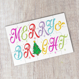 Puzzle Joyeux et brillant Colorful Arbre de Noël Festif