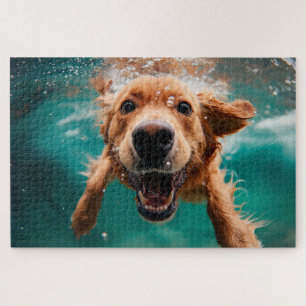 Puzzle Joyeux Golden Retriever nager sous l'eau