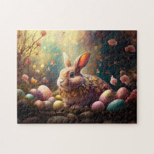 Puzzle Joyeux lapin de Pâques avec oeufs de Pâques
