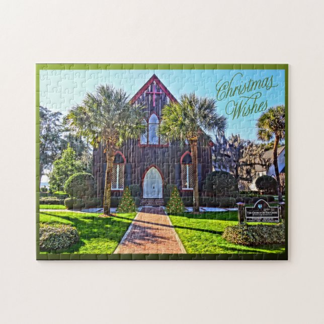 Puzzle Joyeux Noël à basse altitude Bluffton SC Church (Horizontal)