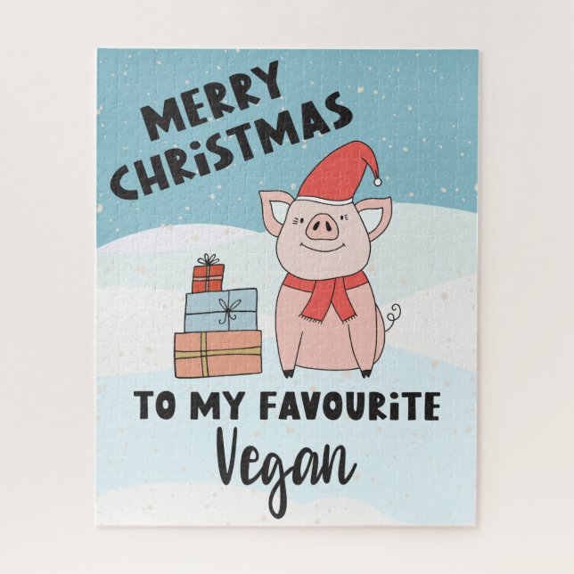 Puzzle Joyeux Noël à mon porcelet vegan préféré (Vertical)