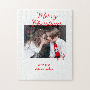 Puzzle Joyeux Noël arbre de Noël rétro photo d'enfants
