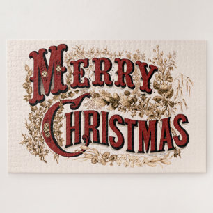 Puzzle Joyeux Noël - Carte postale Rouge et Or