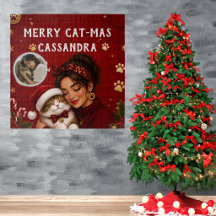 Joyeux Noël Chat-Mas Rouge Photo Nom de Noël Migno