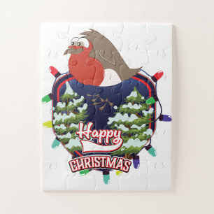 Puzzle Joyeux Noël dessin animé logo Robin
