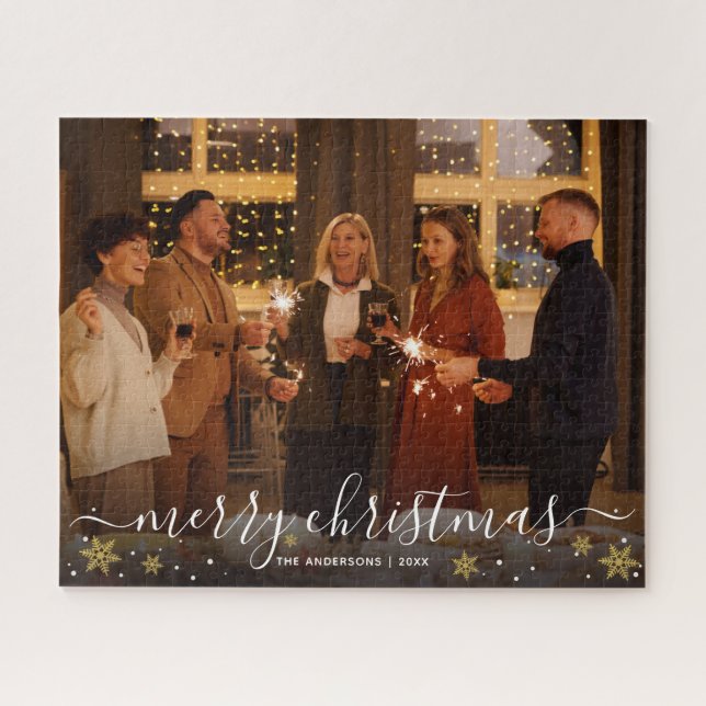 Puzzle Joyeux Noël Famille Photo Commémoratif (Horizontal)