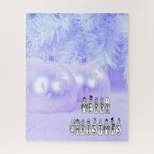 Puzzle Joyeux Noël gens de neige Police, Blue Tint neige