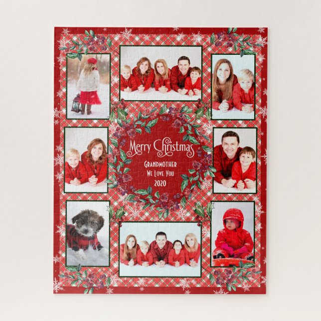 Puzzle Joyeux Noël Grand-mère Famille Photo Collage (Vertical)