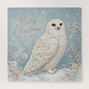 Puzzle Joyeux Noël Hibou Blanc Paysage Hivernal Enchanté