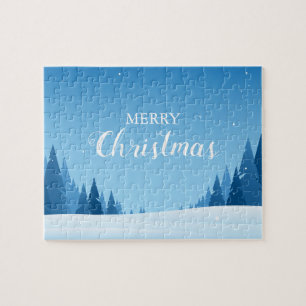 Puzzle Joyeux Noël hiver paysage enneigé