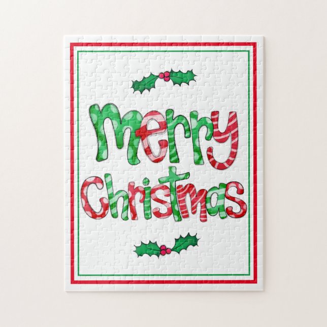 Puzzle Joyeux Noël Holly vacances saisonnière (Vertical)