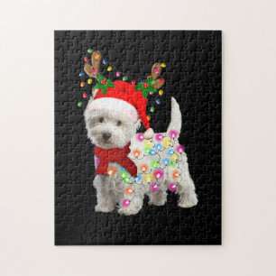 Puzzle Joyeux Noël Noël Noël Westie Chien Reindeer Cospla