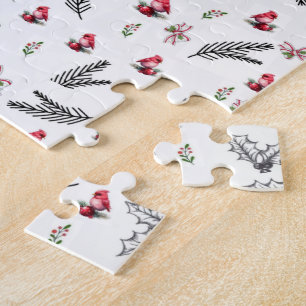 Puzzle Joyeux Noël Oiseaux Rouges Arc 