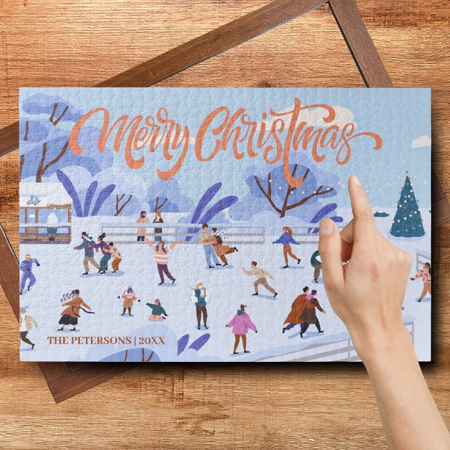 Puzzle Joyeux Noël Patinage sur glace Hiver Magie Famille (Créateur téléchargé)