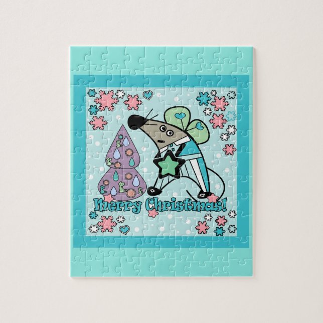 Puzzle Joyeux Noël Symbole du Nouvel An Souris Caricature (Vertical)