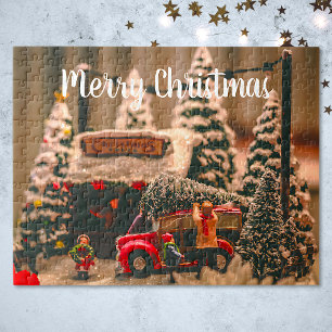 Puzzle Joyeux Noël Vintage Tree Store Camion rouge
