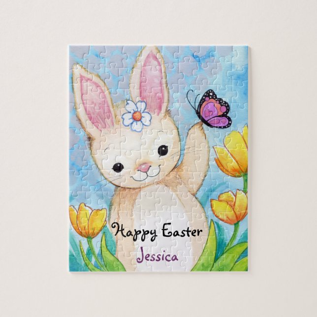Puzzle Joyeux nom de l'enfant lapin de Pâques (Vertical)