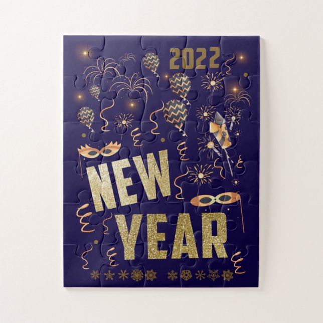 Puzzle Joyeux Nouvel An 2022, Fête de la Parties scintill (Vertical)