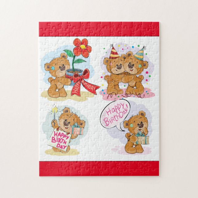 Puzzle Joyeux Ours d'anniversaire (Vertical)