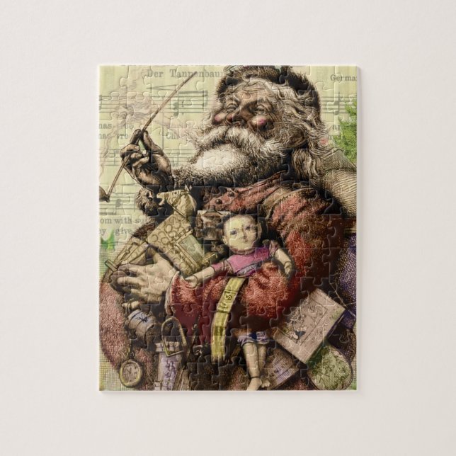 Puzzle Joyeux Père Noël et arbre de Noël (Vertical)