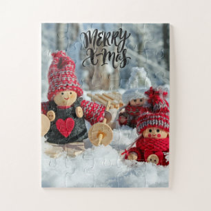 Puzzle Joyeux poupées rouges Noël