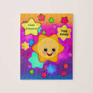 Puzzle Joyeux Rainbow Pastel Sun avec Twinkle Stars