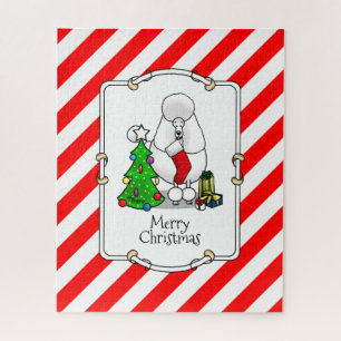 Puzzle Joyeux sapin de Noël 2 caniche (blanc) chien migno