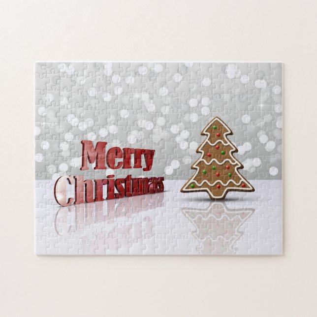 Puzzle Joyeux sapin de pain d'épice de Noël (Horizontal)