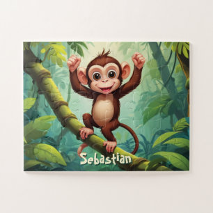 Puzzle Joyeux Singe Mignonne Dans La Jungle Personnalisé