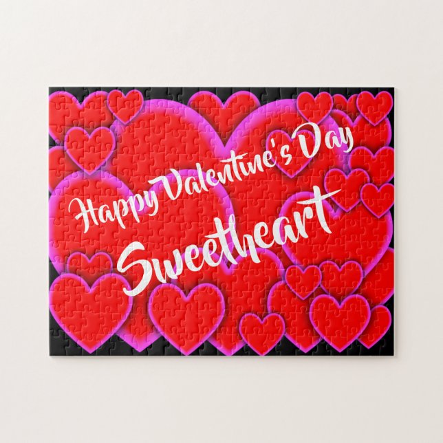 Puzzle Joyeux Valentines Jour Chérie Coeurs romantiques (Horizontal)