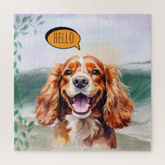 Puzzle Joyful Cavalier King Charles Spaniel in Watercolor