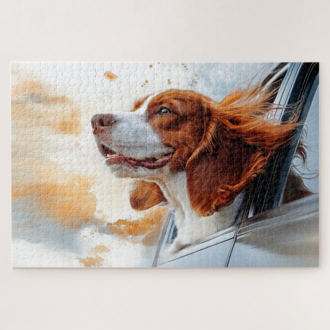 Puzzle Joyful Dog in the Wind Art Print (Horizontal)