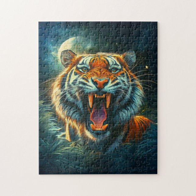 Puzzle Jungle au clair de lune de tigres (Vertical)