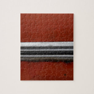 Puzzle Junk Yard vintage car, Red and Silver Old Paint