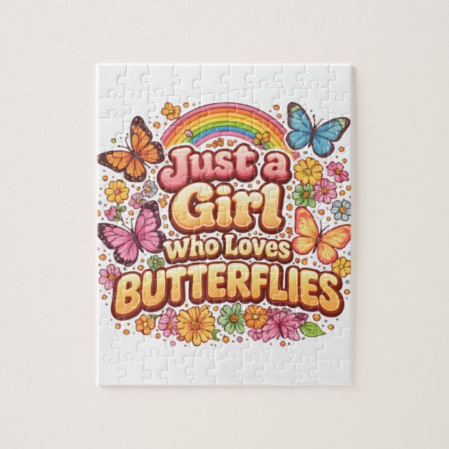 Puzzle Just a Girl Who Loves Butterflies – Cute Floral  (Vertical)